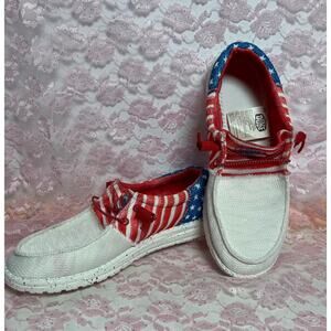 Hey Dude Wendy Patriotic Americana women's size 10 US flag red/wh/blue